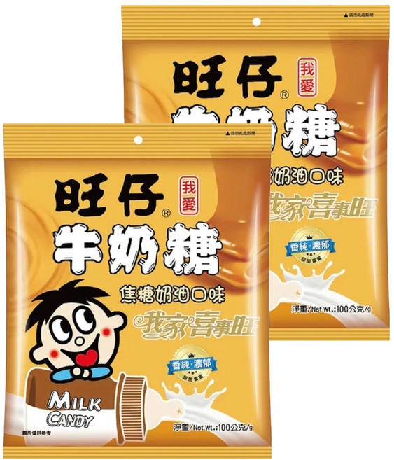 旺旺 旺仔牛奶糖 焦糖奶油口味, 2包, 100g