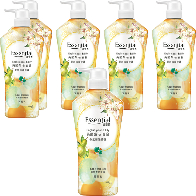 Essential 逸萱秀 台灣公司貨 香氛精油修護 潤髮乳 英國梨&百合, 700ml, 6瓶