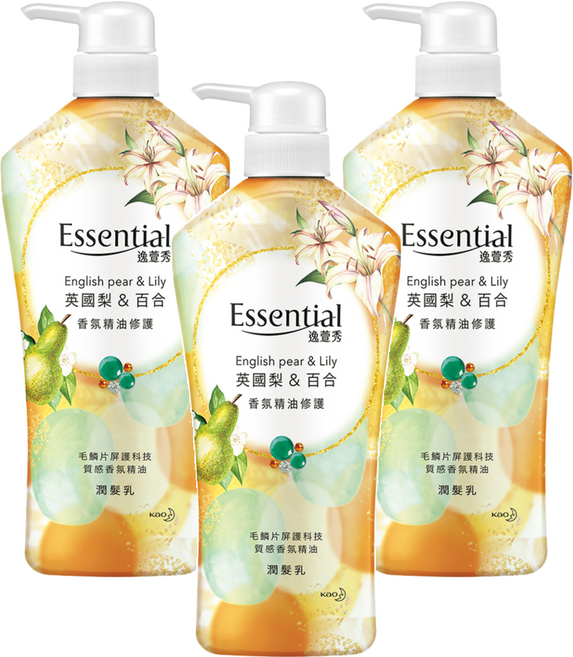 Essential 逸萱秀 台灣公司貨 香氛精油修護 潤髮乳 英國梨&百合, 700ml, 3瓶