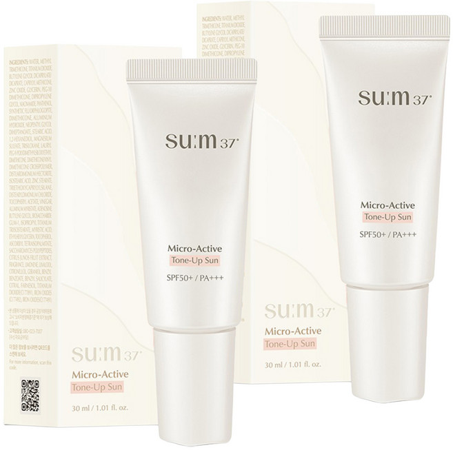 숨37도 마이크로액티브 톤업 시카 무기자차 진정선 선크림 SPF50+ PA+++, 2개, 30ml