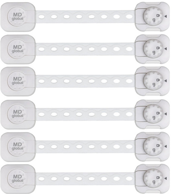 밴드형 다이얼 서랍 유아 이중 안전잠금장치, 혼합색상, 6개