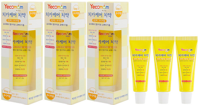 예꼬맘 어린이 치약 3단계 60g + 소형치약 15g, 3세트