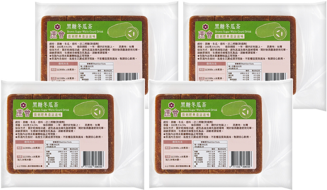 蔗會 黑糖冬瓜茶, 300g, 4個, 1個裝