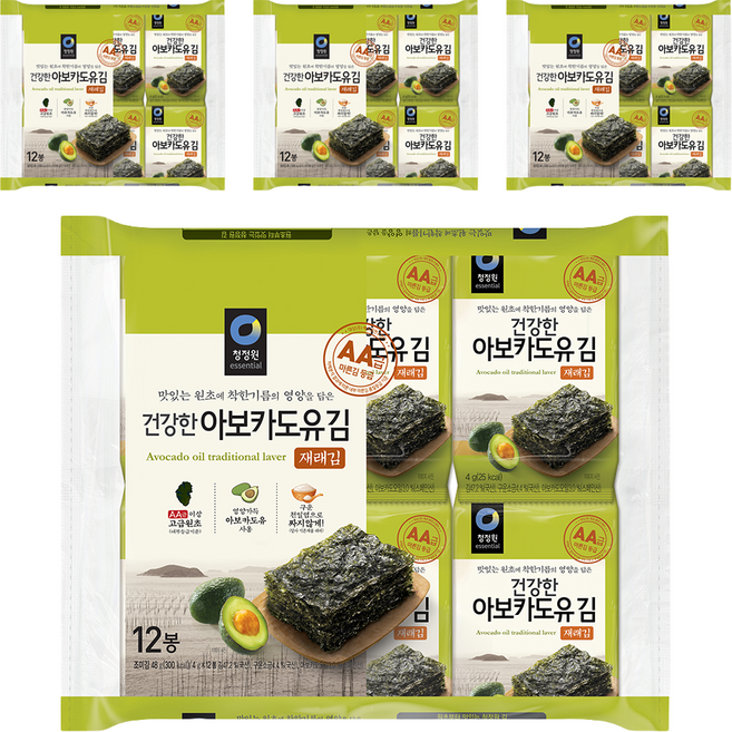 대상 건강한 아보카도유김 재래김, 48g, 4개