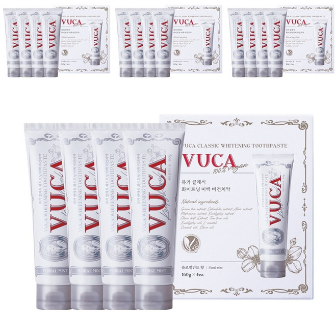 뷰카 클래식 화이트닝 미백 치약 플로럴민트향, 160g, 16개