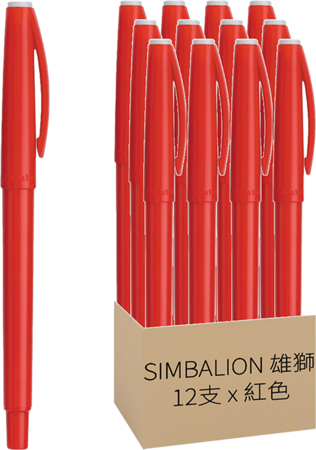 SIMBALION 雄獅 #100簽字筆, 紅色, 12支