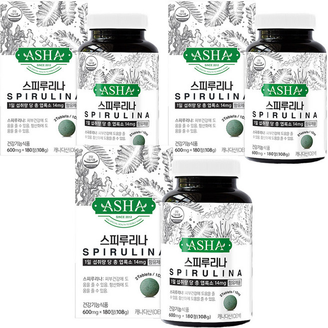 아샤 스피루리나 3개월분, 180정, 3개