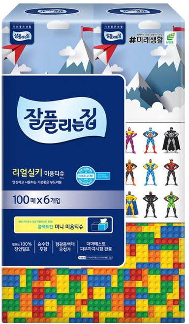 잘풀리는집 천연펄프 미용티슈 2겹, 100매입, 6개