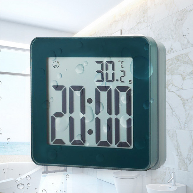 핫클락 터치 디지탈 흡착 방수 시계, 청그레이