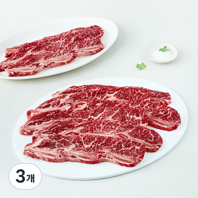 미트엔조이 미국산 생LA갈비 구이용 (냉장), 3개, 800g