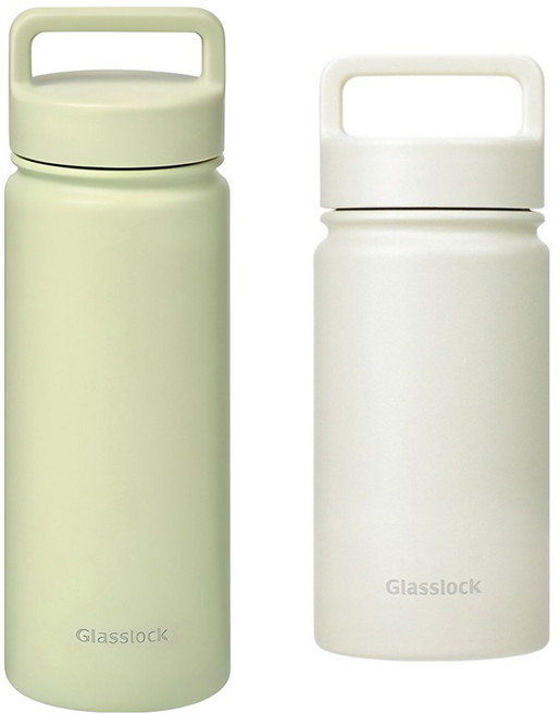 글라스락 스포티 핸들 텀블러 500ml + 350ml, 500ml(페일그린) + 350ml(베이지), 1세트