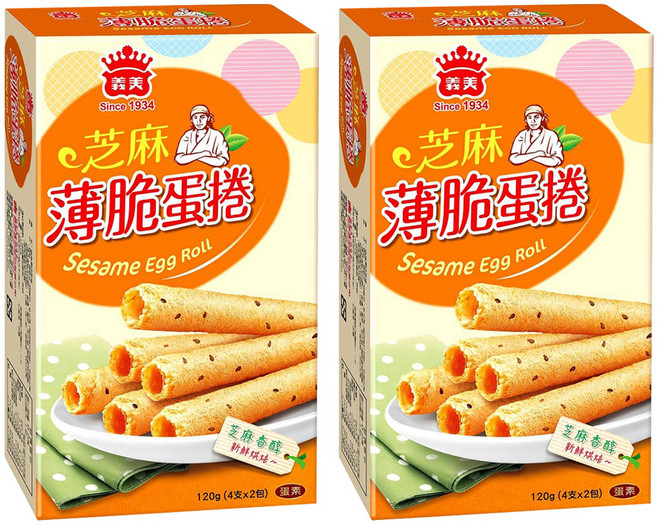 義美 芝麻薄脆蛋捲, 120g, 2盒