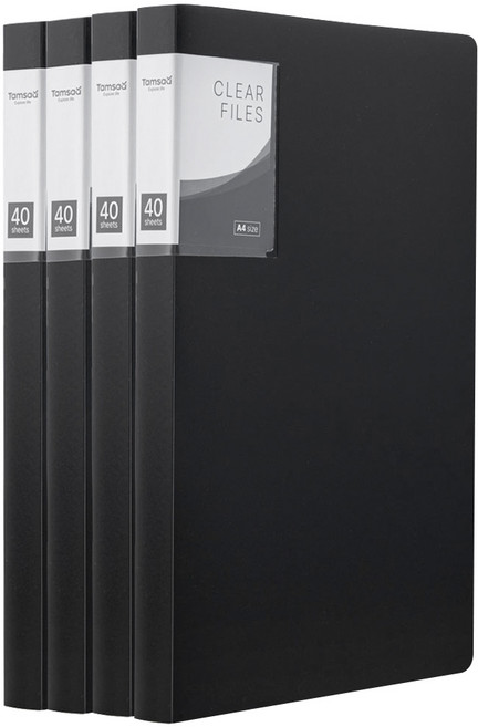 탐사 베이직 클리어파일 A4 40p 4개, 블랙, 1세트