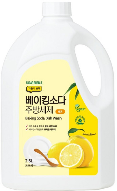 슈가버블 기름기 뽀득 베이킹소다 주방세제 레몬, 2.5L, 1개