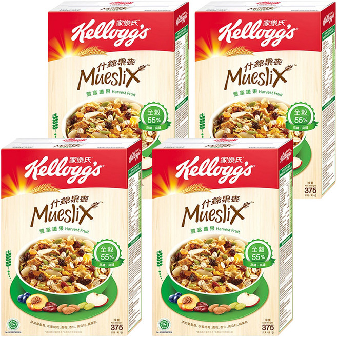Kellogg's 家樂氏 Mueslix 什錦果麥 豐富纖果, 375g, 4盒