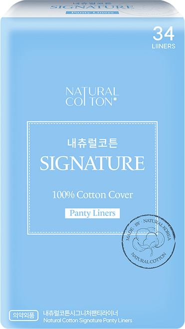 내츄럴코튼 시그니처 팬티라이너, 일반, 34매, 1개
