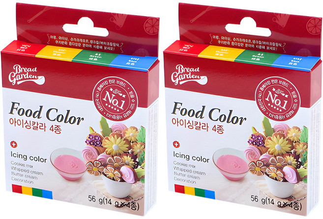 브레드가든 아이싱칼라 4종, 56g, 2세트