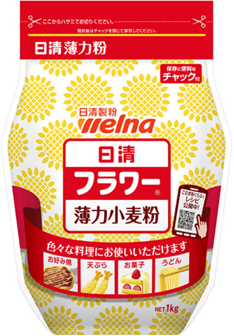 welna 日清製粉 薄力小麥粉, 1kg, 1包