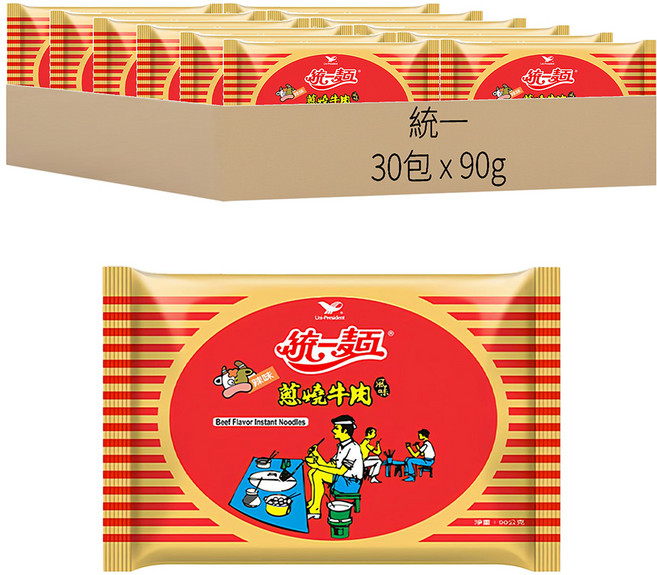 統一 統一麵 蔥燒牛肉風味 90g, 30包