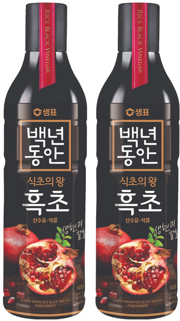 샘표 백년동안 현미발효 흑초 산수유 석류, 900ml, 2개