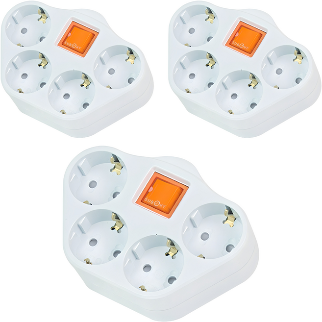 써보니 스위치 멀티탭 4구, 13.5cm, 혼합색상, 3개