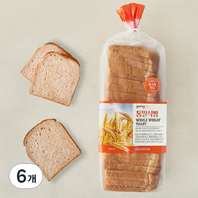 곰곰 통밀식빵, 840g, 6개