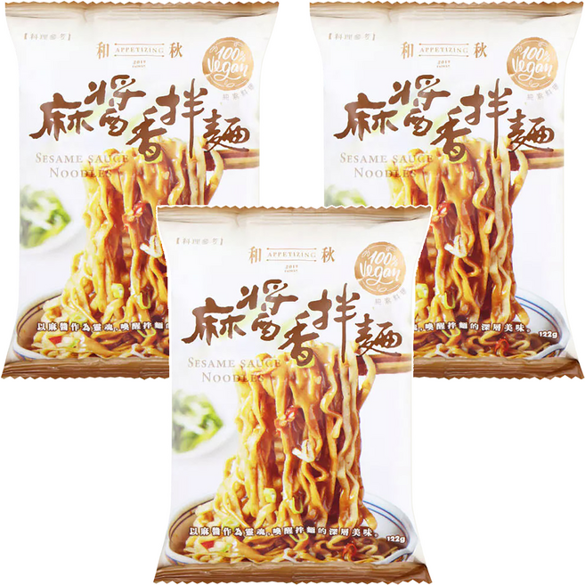 和秋 麻醬香拌麵 122g, 3包