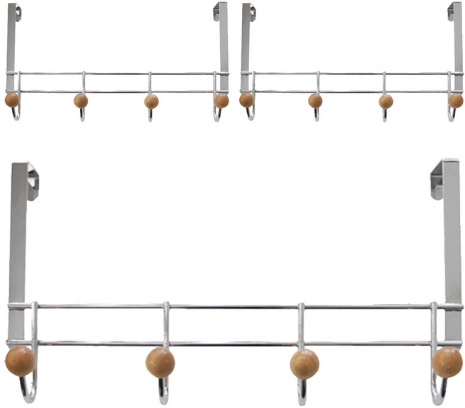 홈앤하우스 고정4구 도어훅, 실버, 3개