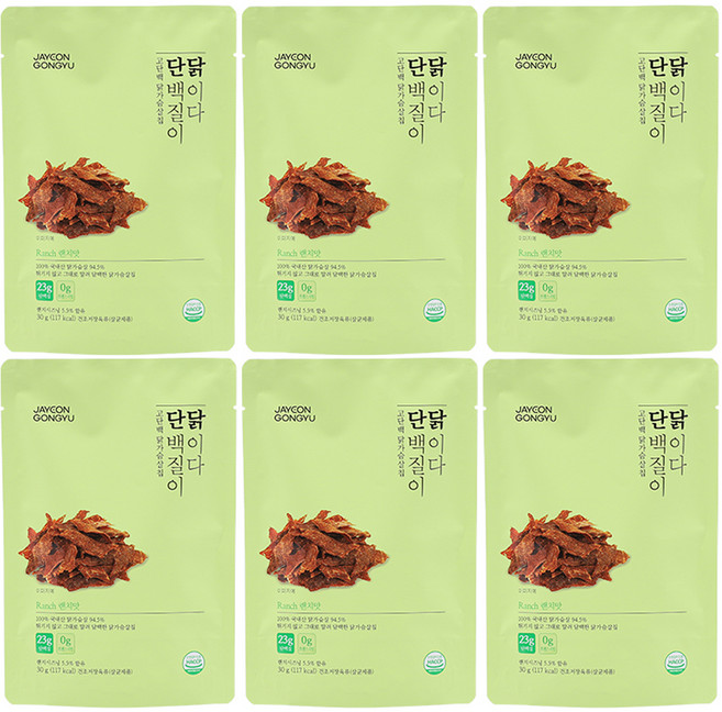 자연공유 닭가슴살 칩 단백질이 닭이다 랜치맛, 30g, 6개