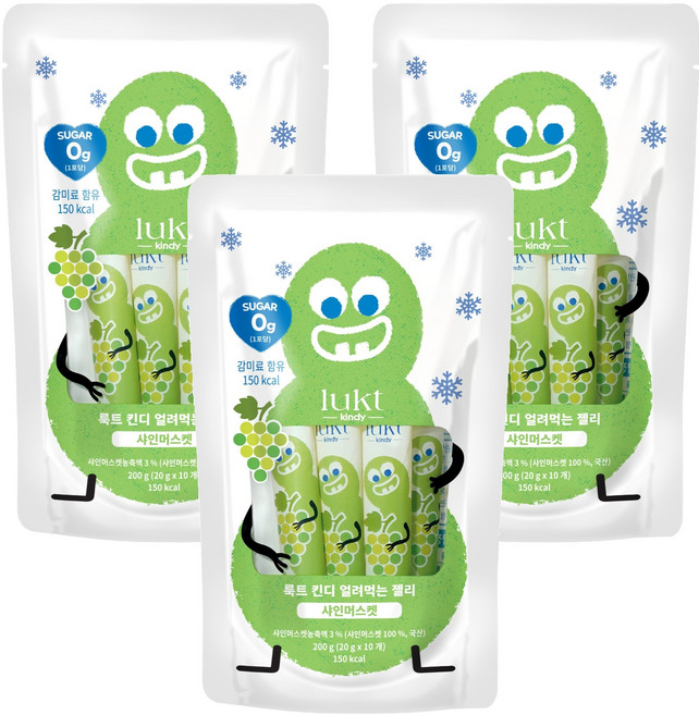 LUKT 킨디 얼려먹는 젤리 10p, 200g, 3개, 샤인머스켓