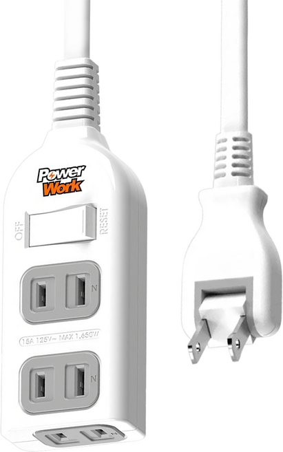 PowerWork 動力工廠 安全延長線組 4.5M 線長 過載自動斷電保護 防火耐熱材質, 白色, 1條