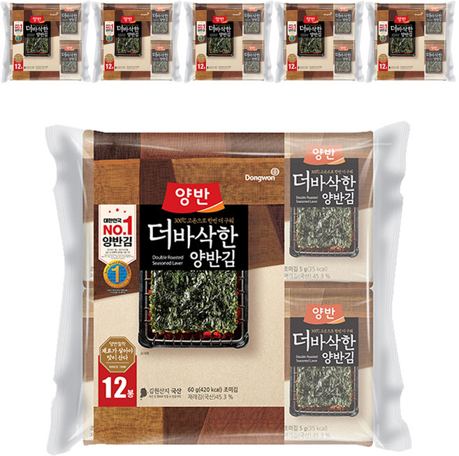 양반 더 바삭한 김, 60g, 6개