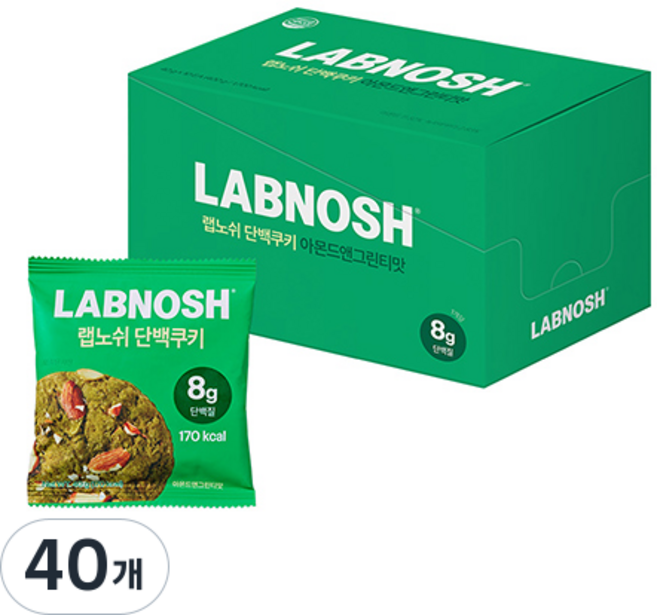Labnosh 蛋白餅乾 杏仁與綠茶, 40g, 40個