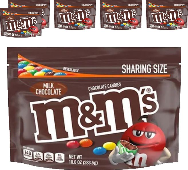 m&m's 牛奶糖衣巧克力, 6包, 283.5g