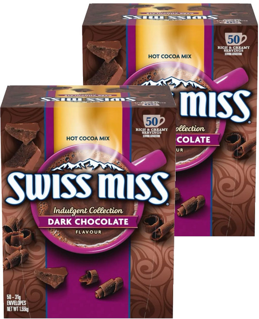 Swiss Miss Dark Chocolate Hot Cocoa Mix, 31g, 50包, 2盒