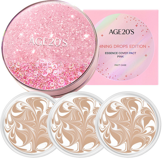 에이지투웨니스 샤이닝드롭 에디션 핑크 팩트 12.5g 세트, 21호 화이트라떼, 1개
