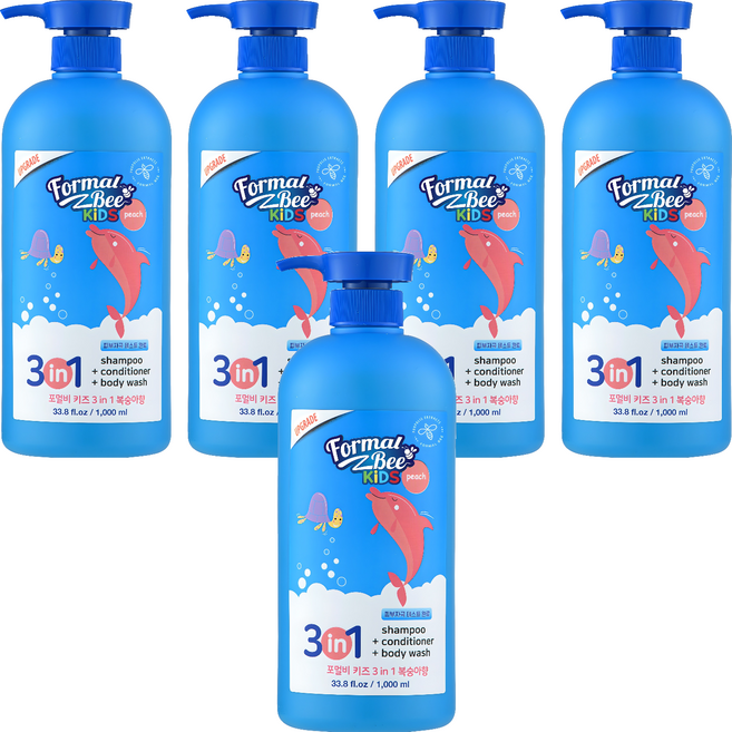 포멀비키즈 3in1 올인원 클렌저 복숭아향, 1L, 5개