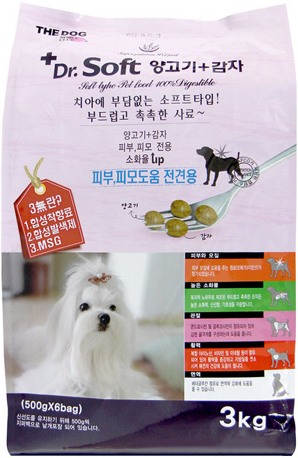 더독 전연령 강아지 닥터소프트 기능성 사료, 양고기, 3kg, 1개