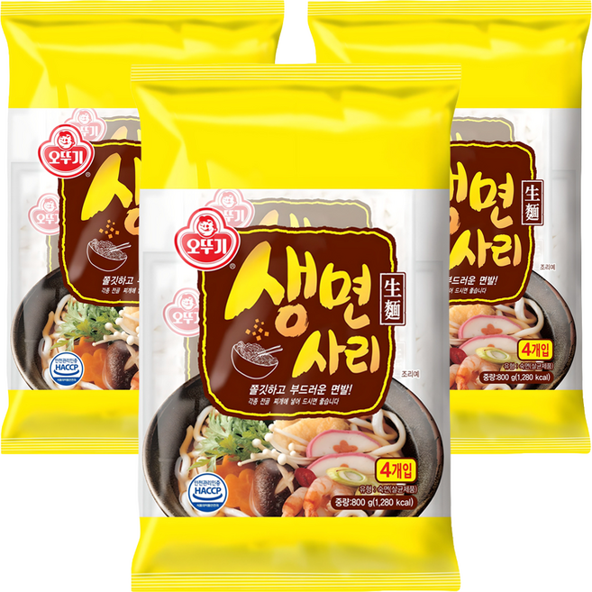 오뚜기 생면사리, 800g, 3개
