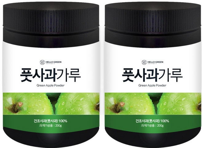 헬로우그린 풋사과가루, 2개, 200g