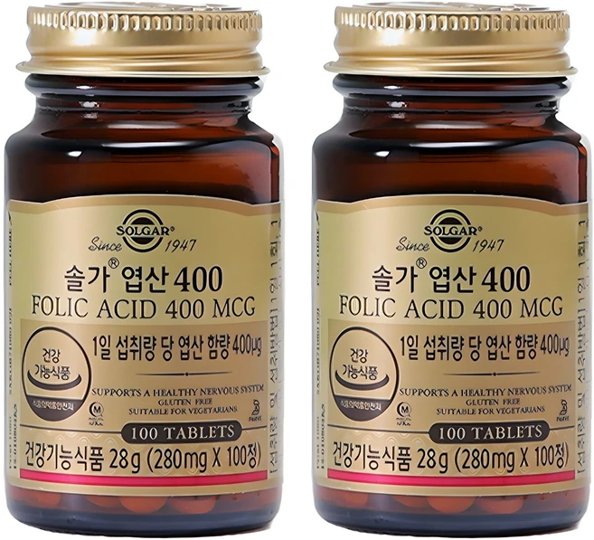 솔가 엽산 400, 100정, 2개 - 쿠팡