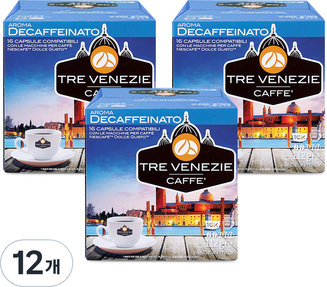 트레베네치아 돌체구스토호환 캡슐커피 디카페나토, 7g, 16개입, 12개
