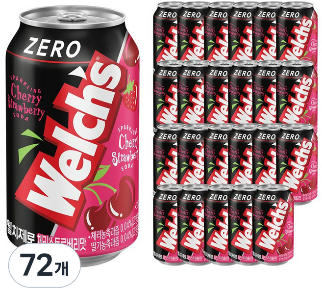 웰치스 제로 체리스트로베리맛, 72개, 355ml