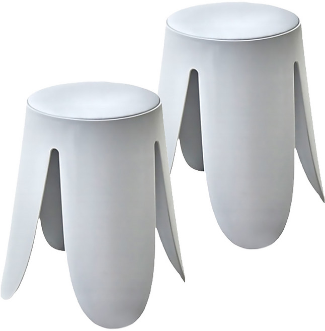 現代風 香蕉皮革椅凳, 簡約灰, 2張