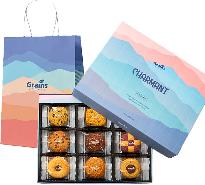 그래인스쿠키 샤르망 쿠키 세트, 쿠키 9종 (36P) + 쇼핑백, 1세트