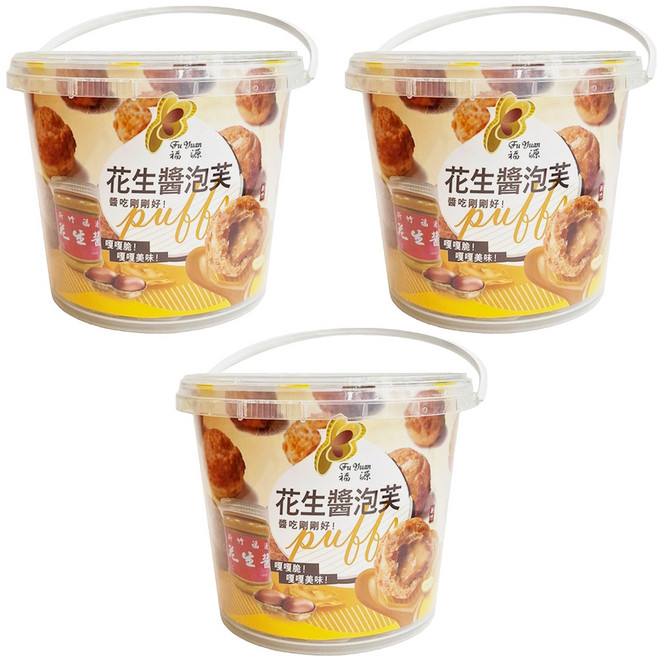 新竹福源 花生菠蘿泡芙, 210g, 3罐