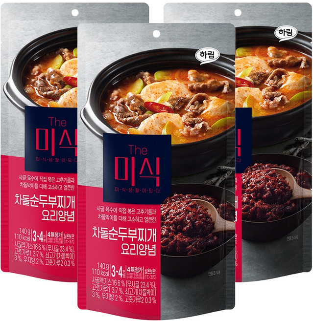 더미식 차돌순두부찌개 양념, 140g, 3개