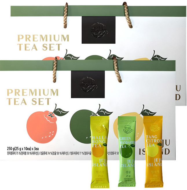 제주담움 프리미엄 차스틱 한라봉 x 10p + 청귤 x 10p + 댕유자 x 10p 세트, 25g, 30개입, 2세트