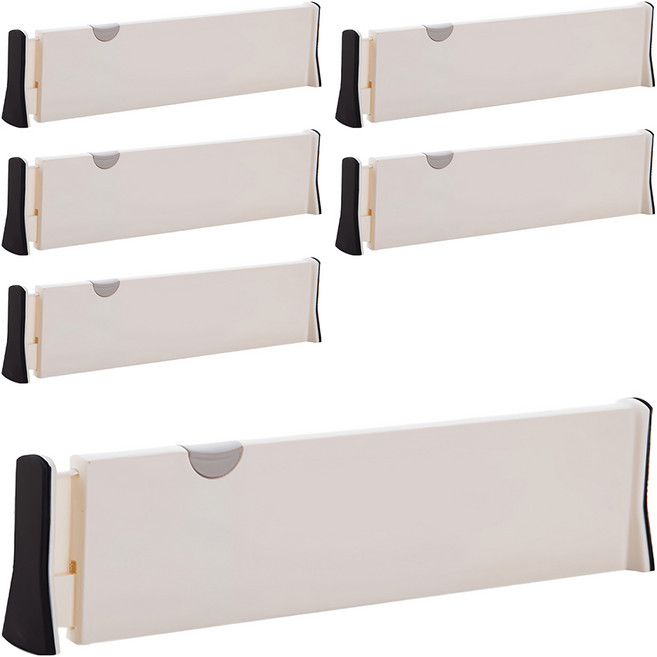 輝鴻 伸縮式抽屜多功能隔板 長款, 白色/黑色, 6個