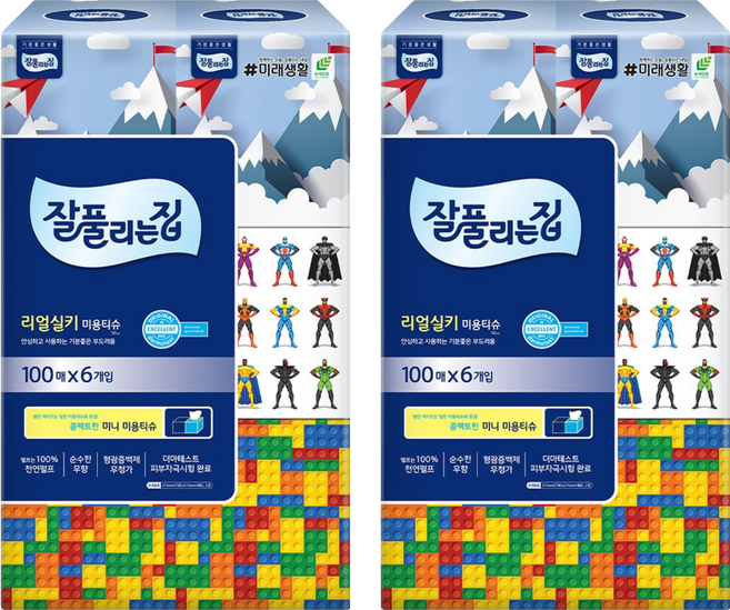잘풀리는집 천연펄프 미용티슈 2겹, 100매입, 12개